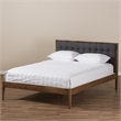Baxton Studio Jupiter Tufted Fabric Upholstered King Platform Bed in Gray/Walnut