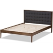 Baxton Studio Jupiter Tufted Fabric Upholstered King Platform Bed in Gray/Walnut