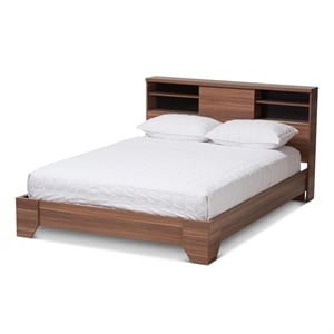Baxton Studio Vanda Engineered Wood Queen Platform Bed in Black and Walnut