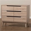 Baxton Studio Fella 6 Drawer Wood Double Dresser in Light Brown