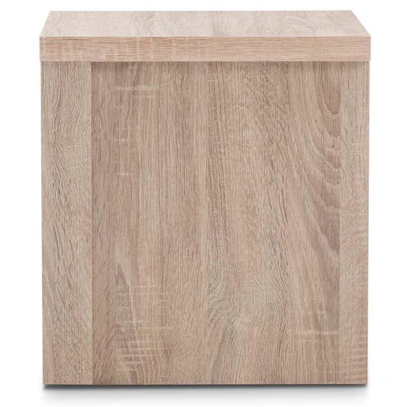 Baxton Studio Jamie 1 Drawer Wood Nightstand in Light Brown and Gray