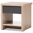 Baxton Studio Jamie 1 Drawer Wood Nightstand in Light Brown and Gray