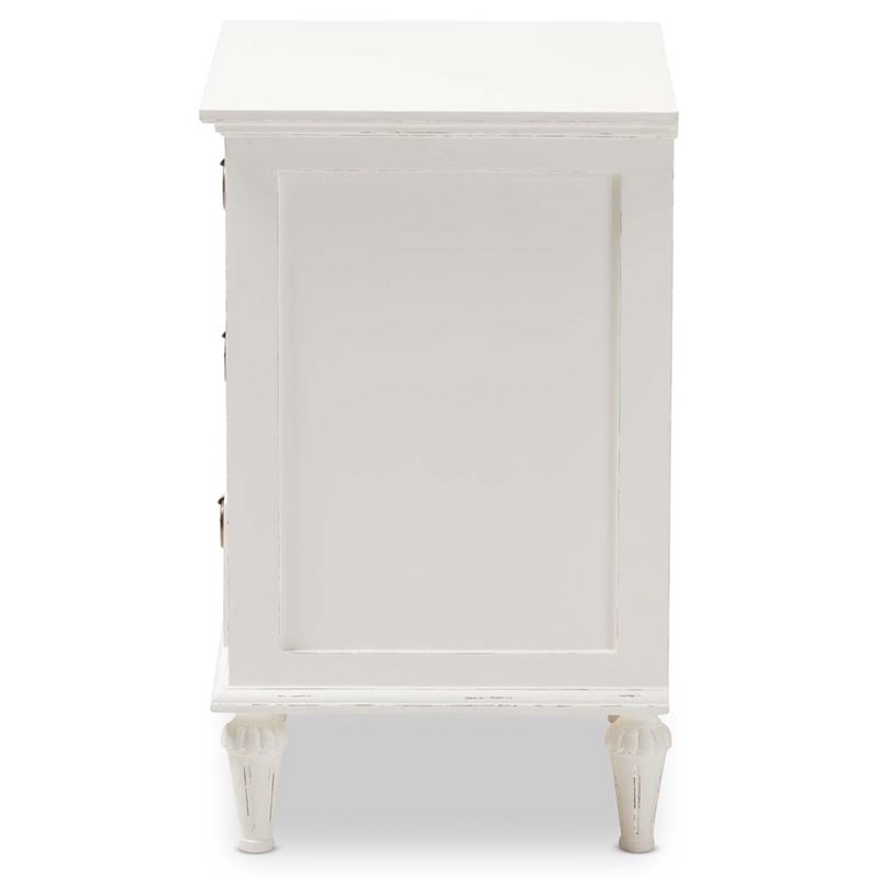 Baxton Studio Venezia Wood 3 Drawer Nightstand in Whitewashed