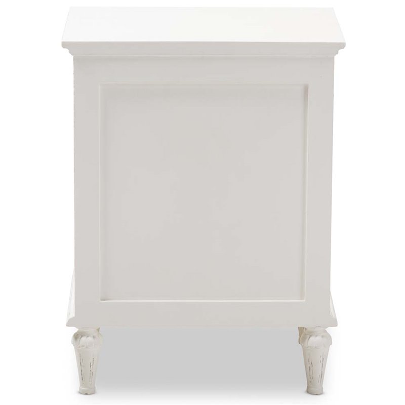 Baxton Studio Venezia Wood 3 Drawer Nightstand in Whitewashed