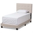 Baxton Studio Brookfield Upholstered Twin Panel Bed in Beige