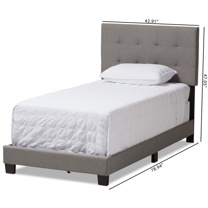 Baxton Studio Brookfield Upholstered Twin Panel Bed in Gray