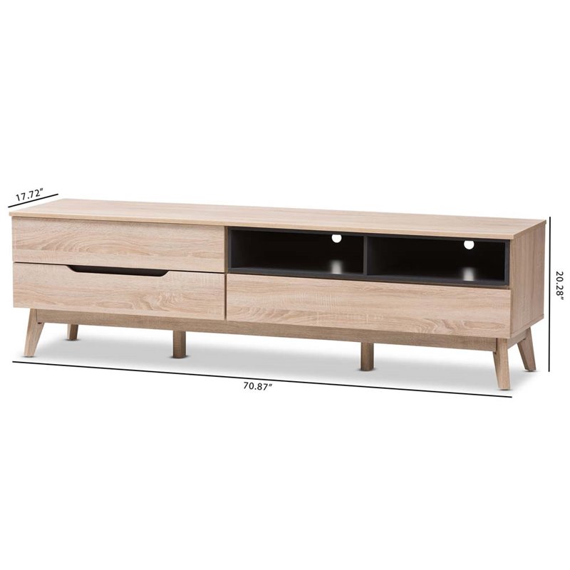 Baxton Studio Fella Wood Tv Stand In Light Brown And Gray
