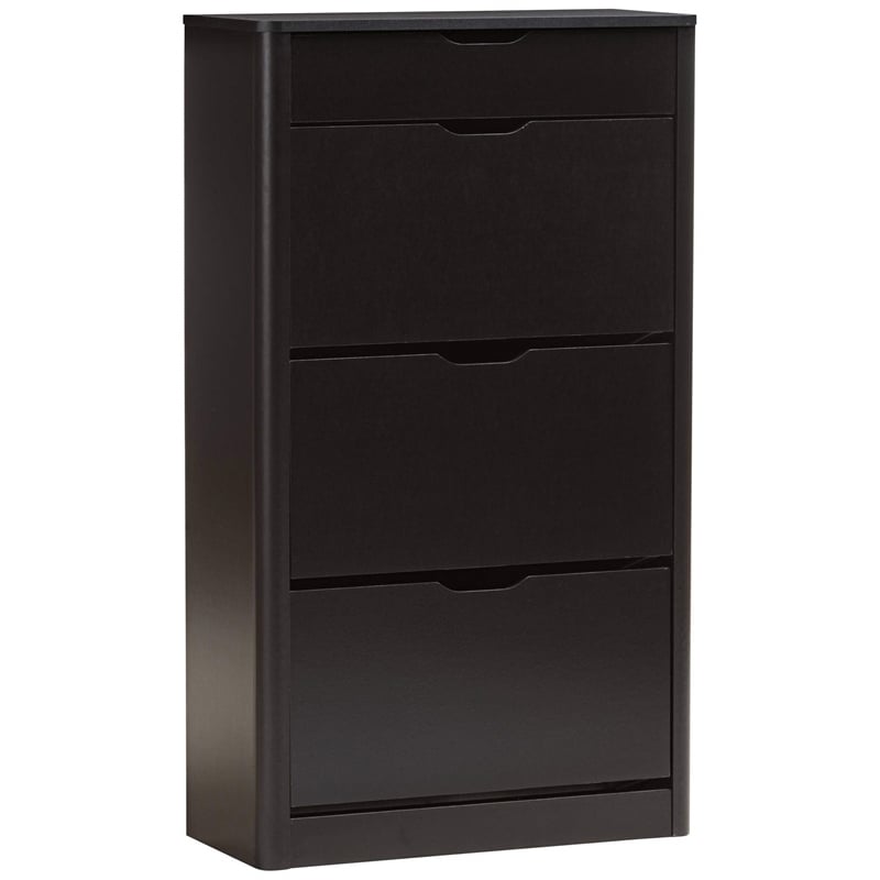 Baxton Studio Cayla 4 Drawer Shoe Cabinet in Black