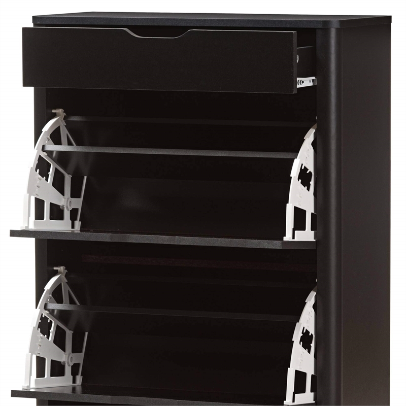 Baxton Studio Cayla 4 Drawer Shoe Cabinet in Black