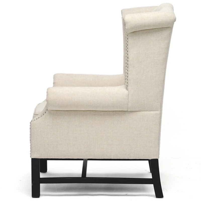 Baxton Studio Sussex Tufted Accent Chair in Light Beige and Black