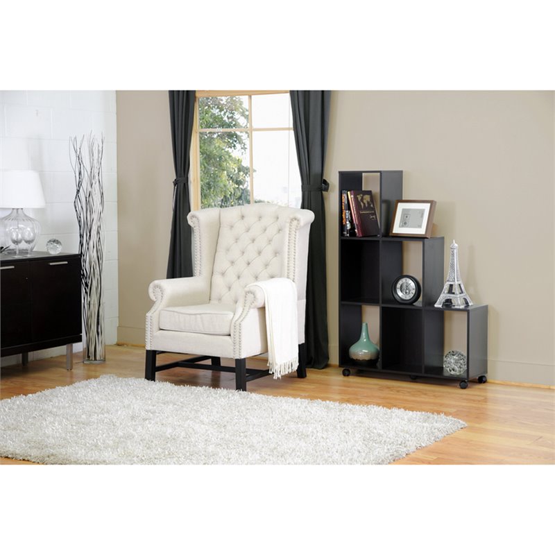 Baxton Studio Sussex Tufted Accent Chair in Light Beige and Black