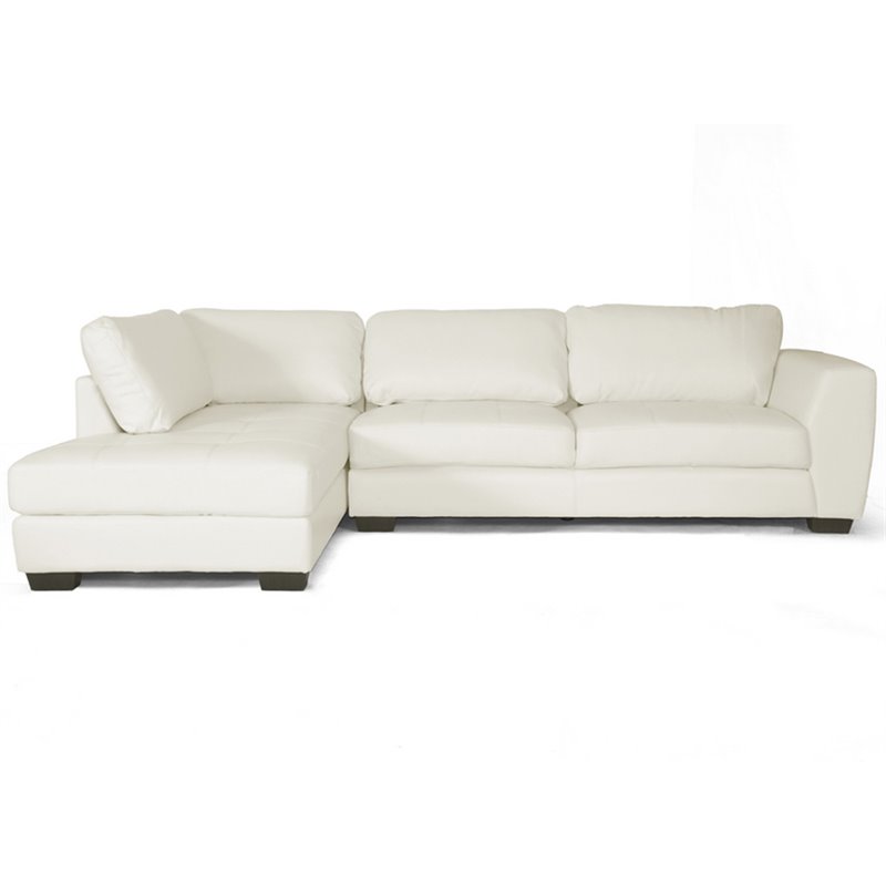 Baxton Studio Orland 2 Piece Leather Left Facing Sectional in White