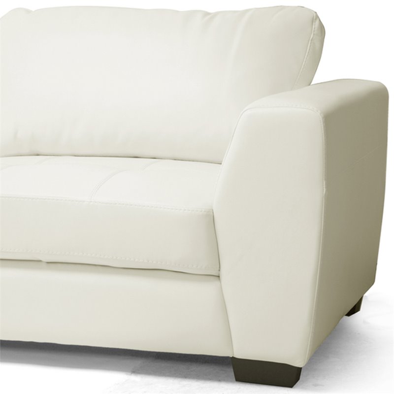 Baxton Studio Orland 2 Piece Leather Left Facing Sectional in White