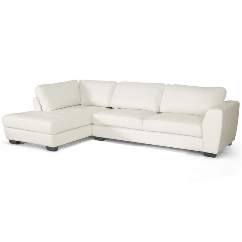 Baxton Studio Orland 2 Piece Leather Left Facing Sectional in White