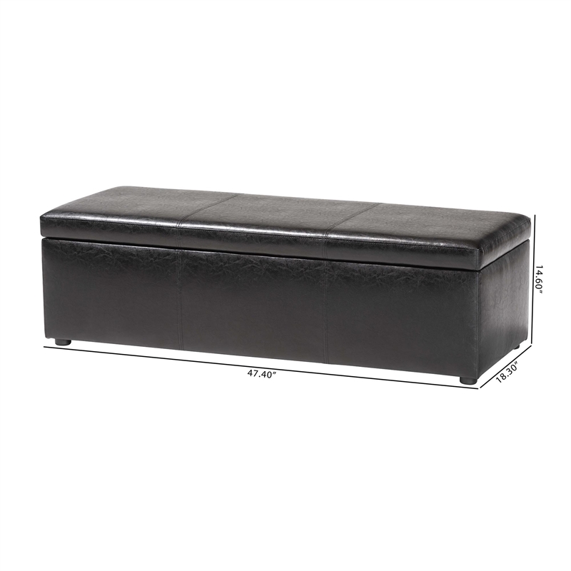 Baxton Studio Dennehy Faux Leather Multipurpose Storage Ottoman Bench