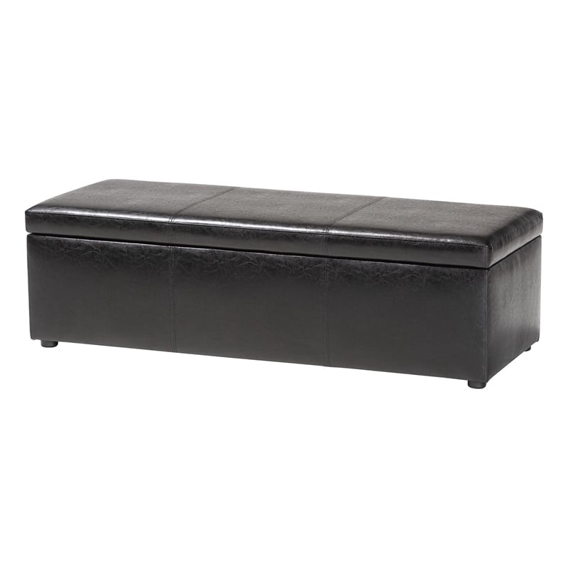 Baxton Studio Dennehy Faux Leather Multipurpose Storage Ottoman Bench