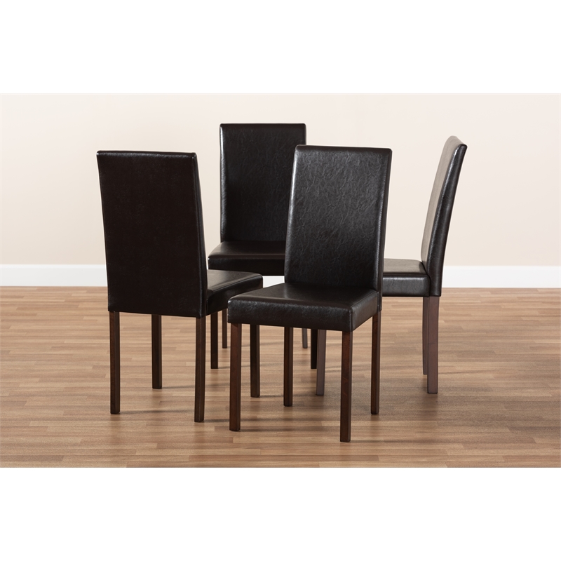 Baxton Studio Andrew Faux Leather Dining Side Chair (Set of 4)