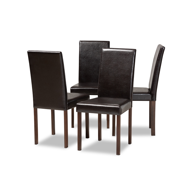 Baxton Studio Andrew Faux Leather Dining Side Chair Set of 4