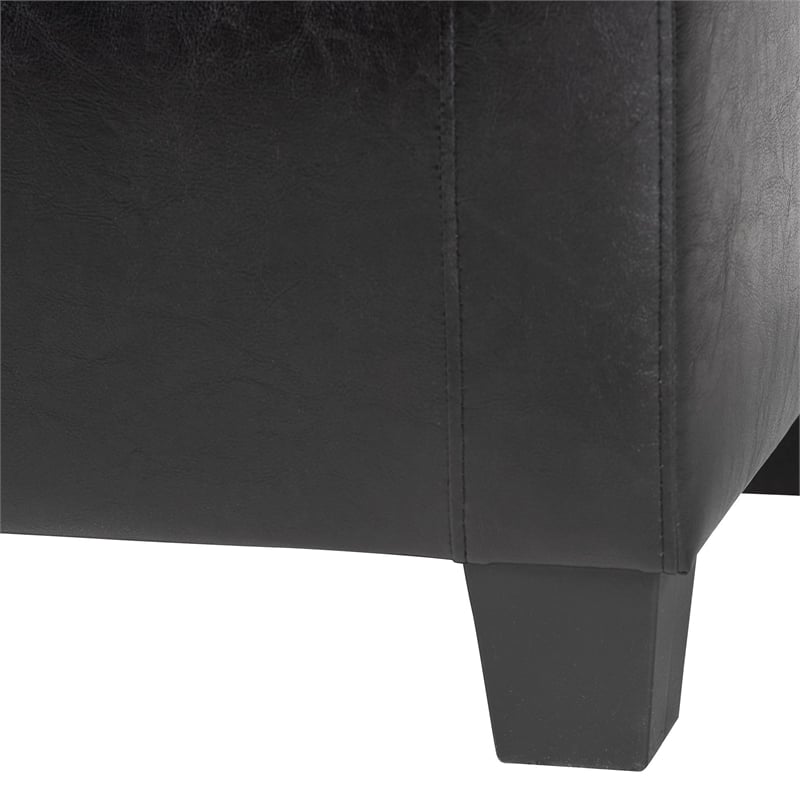 Baxton Studio Manchester Leather Tufted Storage Ottoman Bench in Black