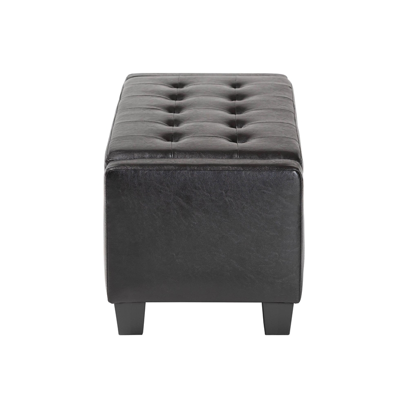 Baxton Studio Manchester Leather Tufted Storage Ottoman Bench in Black
