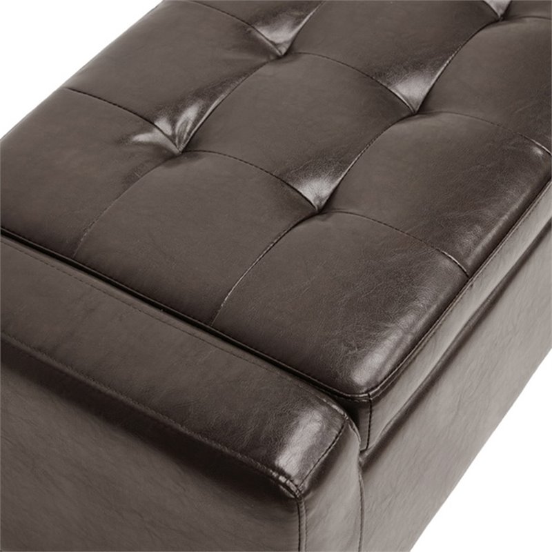 Baxton Studio Manchester Leather Tufted Storage Ottoman Bench in Brown