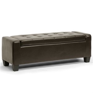 Baxton Studio Manchester Leather Tufted Storage Ottoman Bench in Brown