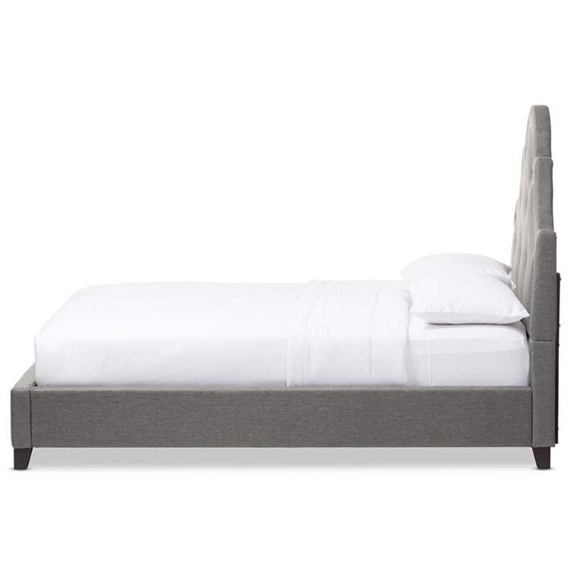 Baxton Studio Colchester Tufted Queen Panel Platform Bed in Gray