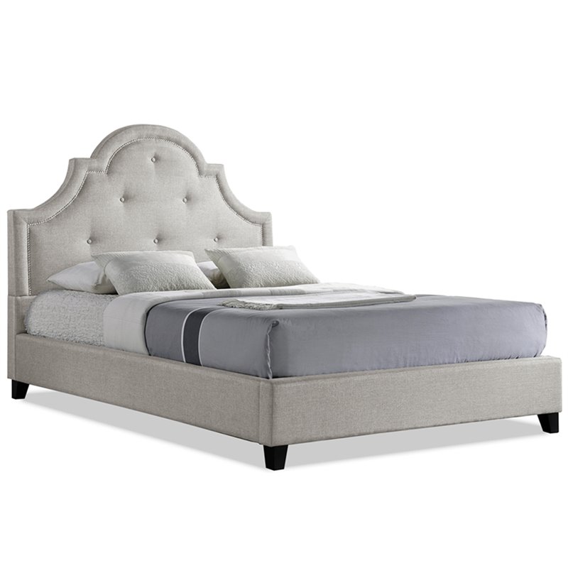 Baxton Studio Colchester Tufted Queen Panel Platform Bed in Beige