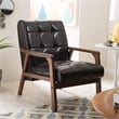 Baxton Studio Masterpieces Tufted Faux Leather Accent Chair in Brown