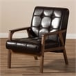 Baxton Studio Masterpieces Tufted Faux Leather Accent Chair in Brown