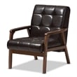 Baxton Studio Masterpieces Tufted Faux Leather Accent Chair in Brown