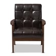 Baxton Studio Masterpieces Tufted Faux Leather Accent Chair in Brown