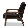 Baxton Studio Masterpieces Tufted Faux Leather Accent Chair in Brown