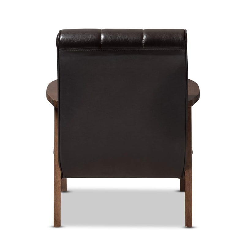 Baxton Studio Masterpieces Tufted Faux Leather Accent Chair in Brown