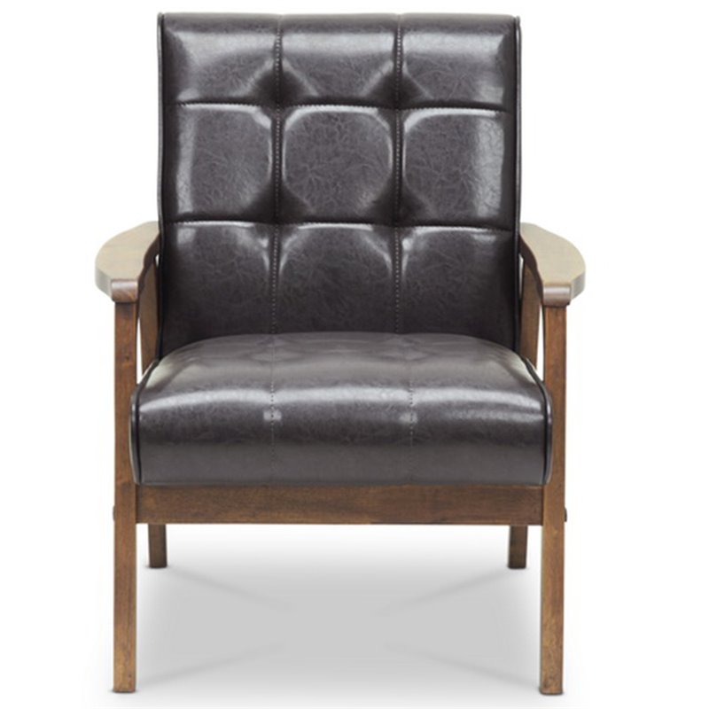 Baxton Studio Masterpieces Tufted Faux Leather Accent Chair in