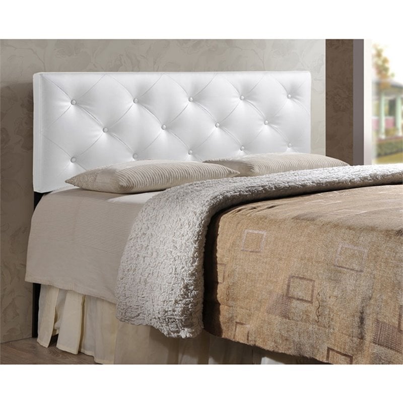 Baxton Studio Baltimore Faux Leather Tufted Queen Panel Headboard in White