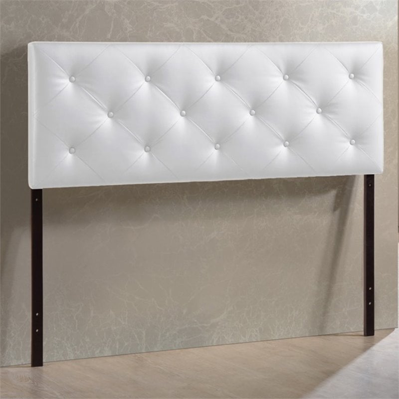 Baxton Studio Baltimore Faux Leather Tufted Queen Panel Headboard in White