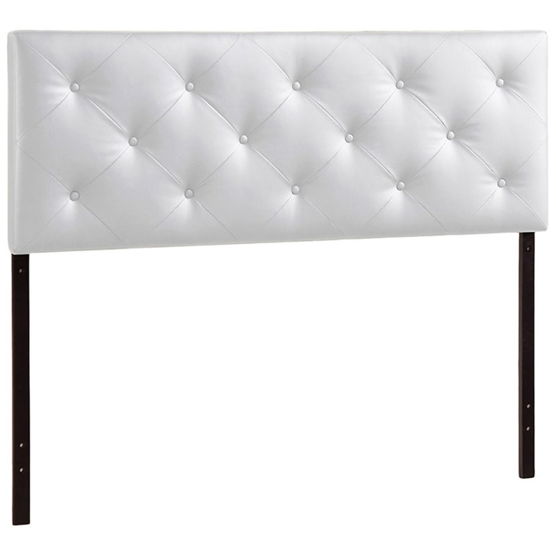 Baxton Studio Baltimore Faux Leather Tufted Queen Panel Headboard in White