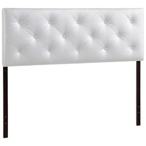 Baxton Studio Baltimore Faux Leather Tufted Queen Panel Headboard in White