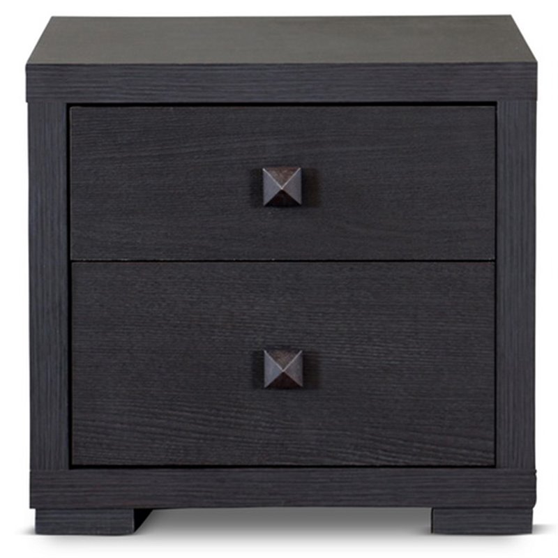 Baxton Studio Silverstone 2 Drawer Nightstand in Espresso