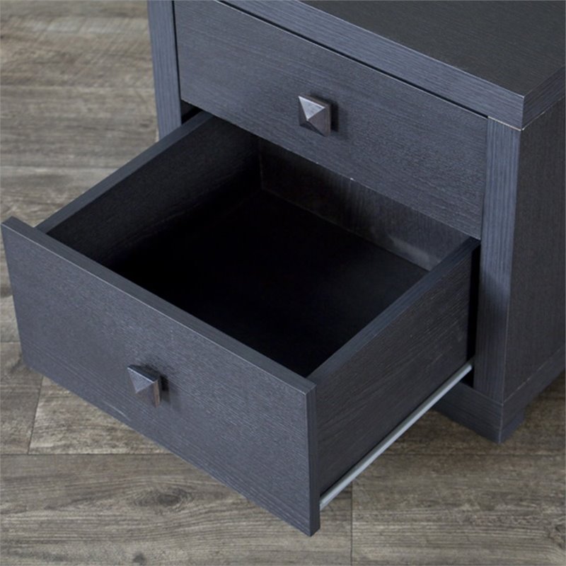 Baxton Studio Silverstone 2 Drawer Nightstand in Espresso