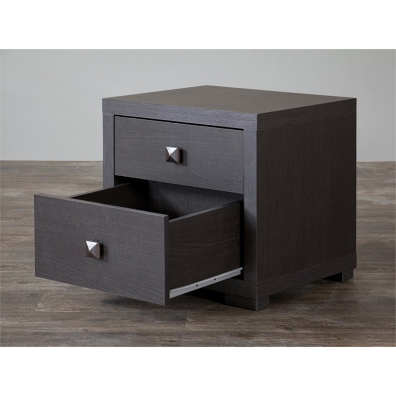 Baxton Studio Silverstone 2 Drawer Nightstand in Espresso