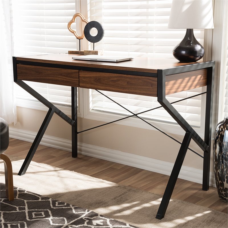 Baxton Studio New Semester Writing Desk in Black and Brown