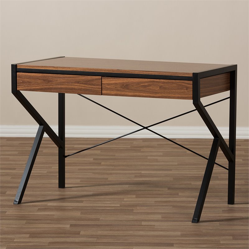 Baxton Studio New Semester Writing Desk in Black and Brown