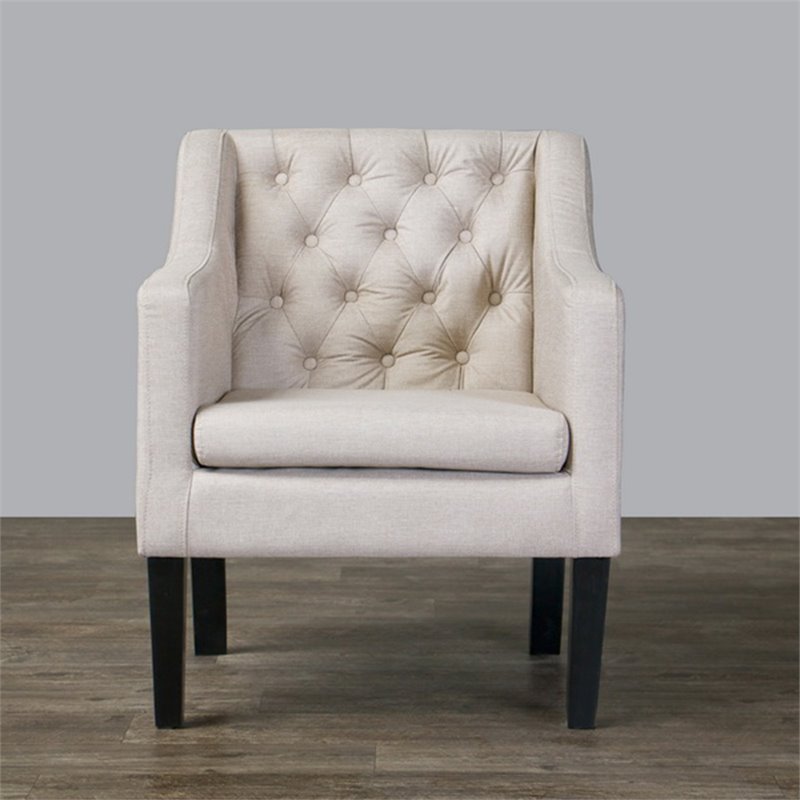 Baxton Studio Brittany Tufted Accent Chair in Beige and Black
