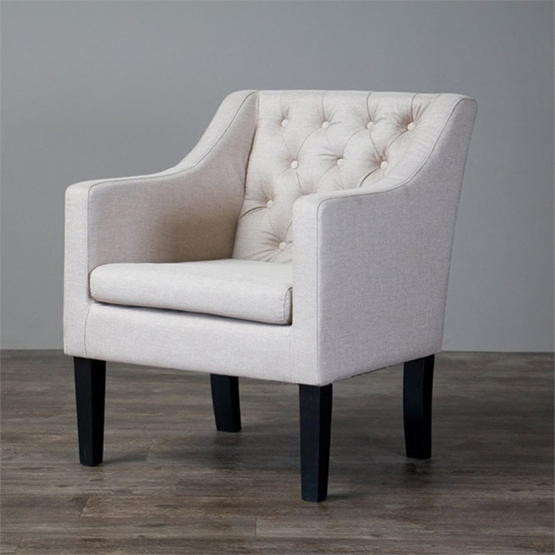 Baxton Studio Brittany Tufted Accent Chair in Beige and Black
