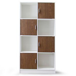 baxton studio chateau 8 cubby bookcase in white and brown