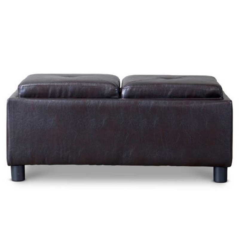 Baxton Studio Billiard Faux Leather Storage Ottoman Bench in Brown