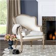Baxton Studio Charlemagne Accent Chair in Beige and Brown Oak