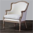 Baxton Studio Charlemagne Accent Chair in Beige and Brown Oak